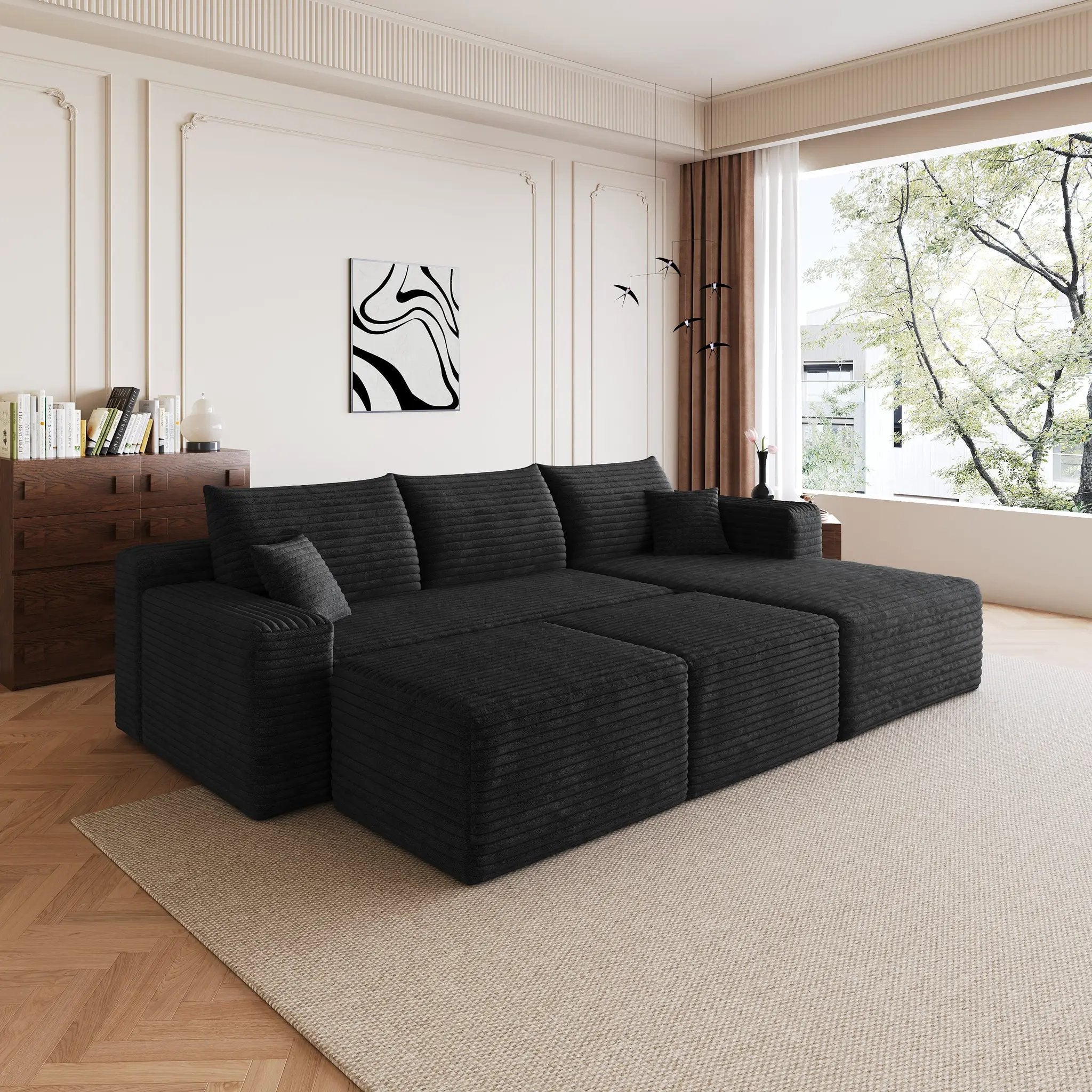 95" Cloud Sectional Sofa with 2 Ottomans by HouseOfZazla