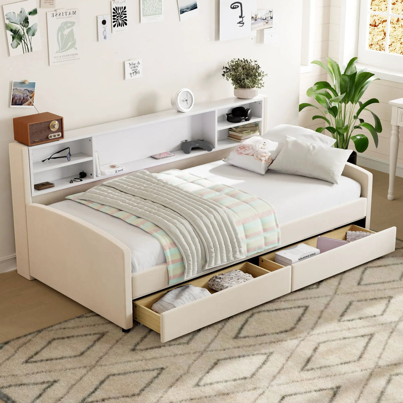 Luxurious Upholstered Platform Bed With Storage Drawers by HouseOfZazla