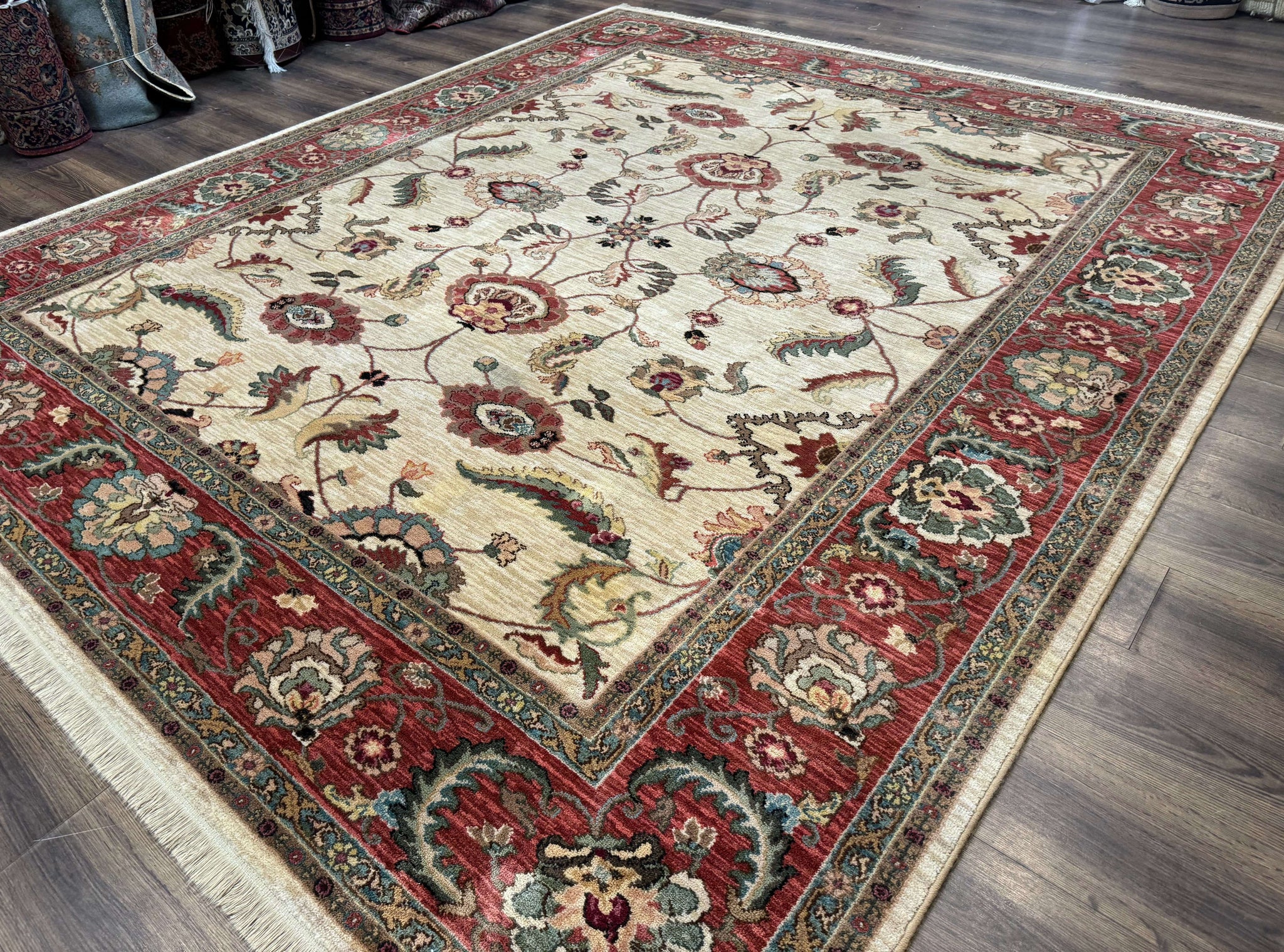 Karastan Rug 8.8 x 10, Ashara Agra Ivory #549, Wool, Vintage by Jewel Rugs