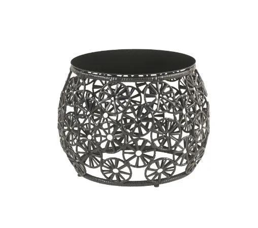 Hikre - Patio Lounge Chair & Side Table - Clear Glass, Charcoal Fabric & Black Wicker by Unique Piece Furniture