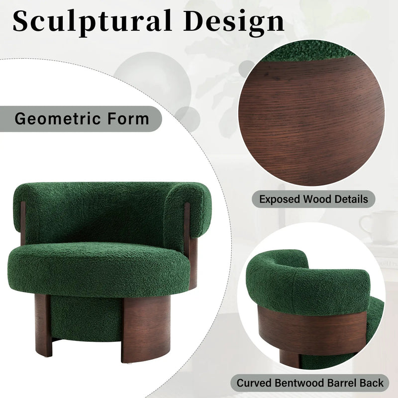 Modern 32" Wide Curved Sculptural Swivel Barrel Chairs - Set of 2 by HouseOfZazla