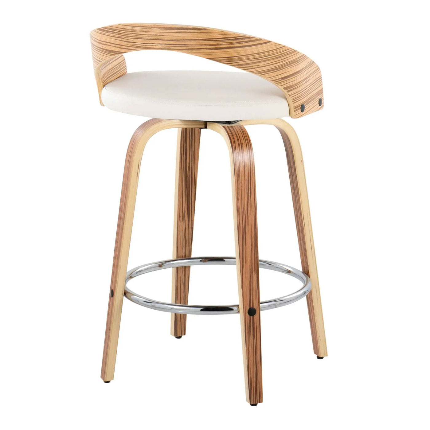 Grotto - Mid Century Modern Fixed Height Counter Stool With Swivel With Round Footrest (Set of 2) by HouseOfZazla