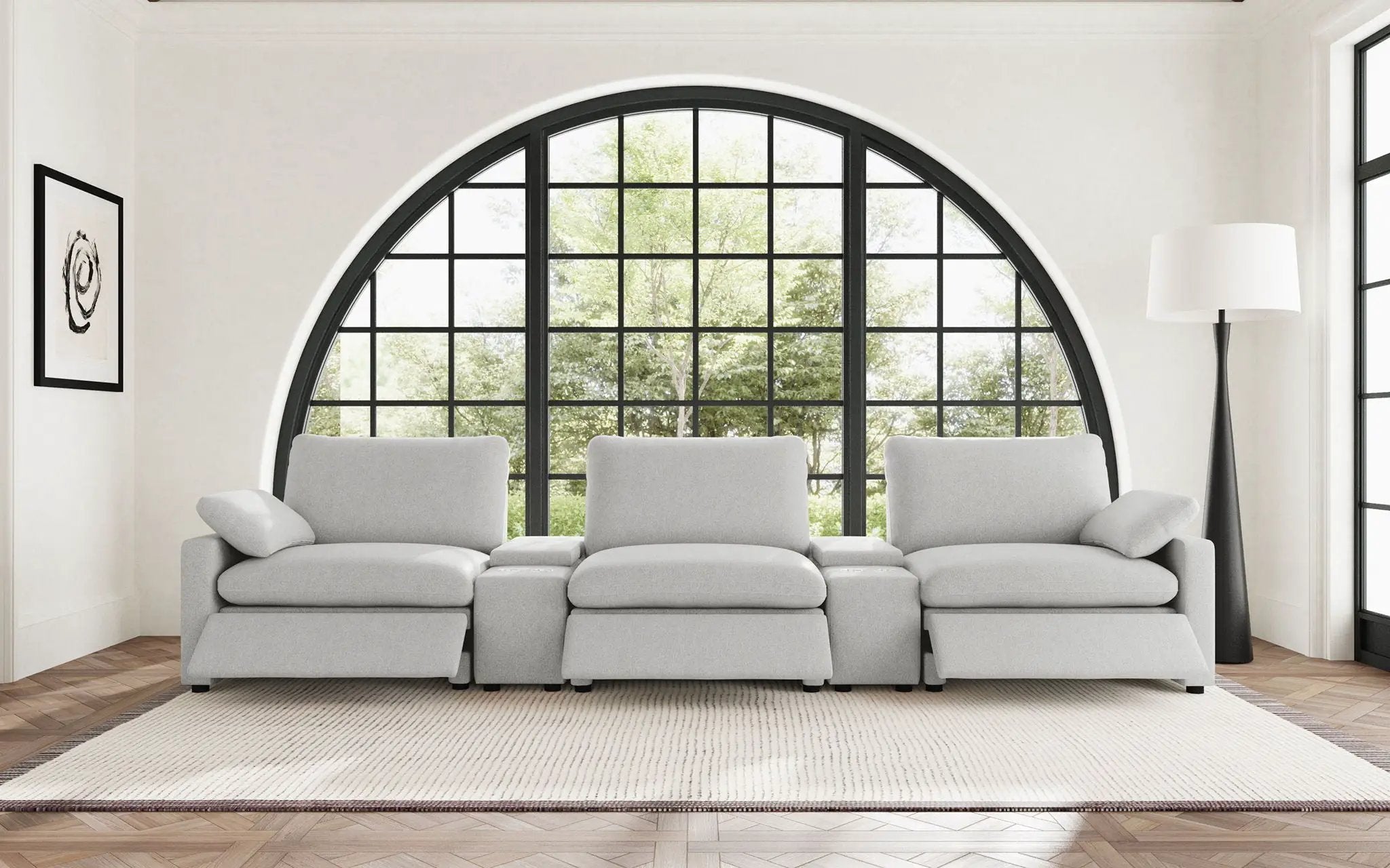 Collins 5-Piece Power Reclining Home Theater Seating Grey by Unique Piece Furniture