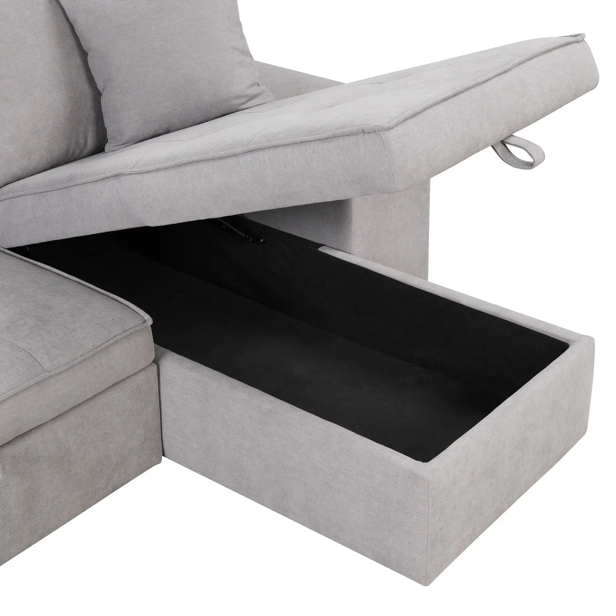 Modern L-Shape 3 Seat Reversible Sectional Couch, Pull Out Sleeper Sofa With Storage Chaise And 2 Stools For Living Room Furniture Set by HouseOfZazla