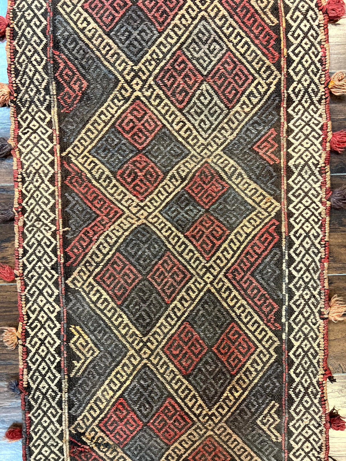 Tribal Runner Rug 2x8, Pakistani Turkoman Runner, Wool Handmade Vintage Rug, photo 4 of 12