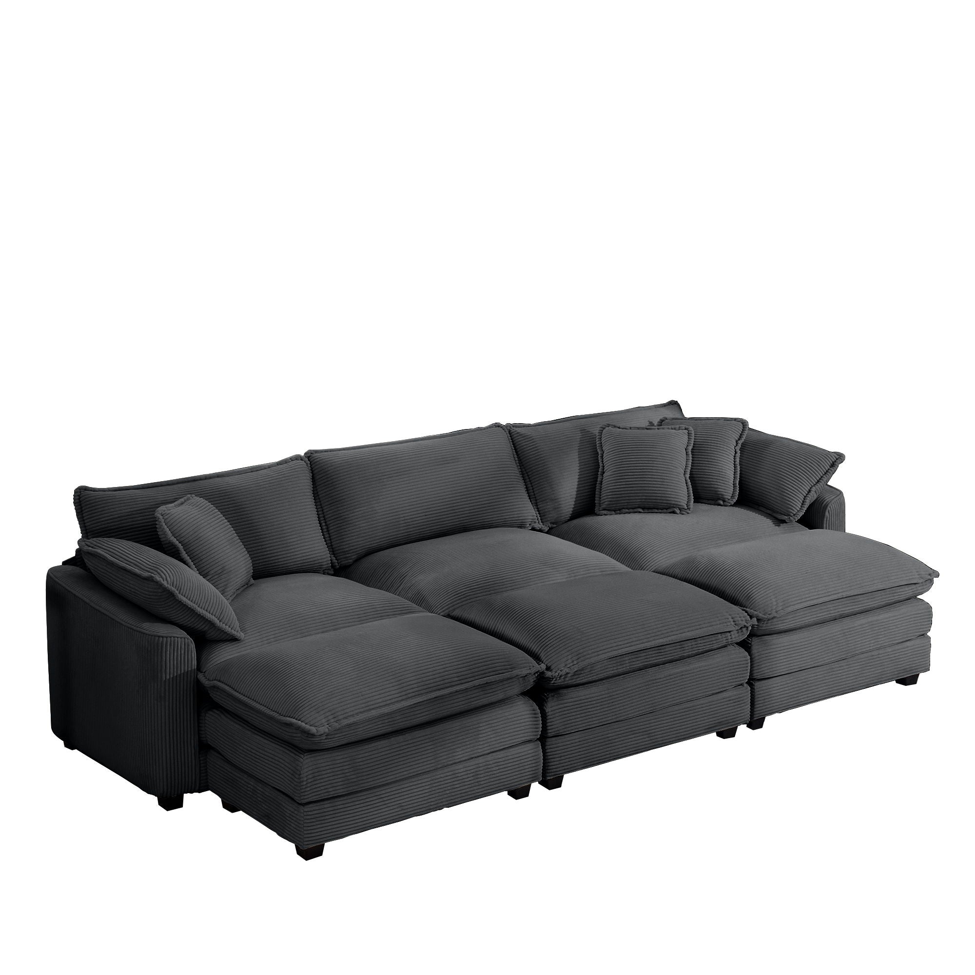 Modern Oversized Modular Cushion Sofa With Ottoman, Low Back, Deep Seating Sofa Set by Unique Piece Furniture