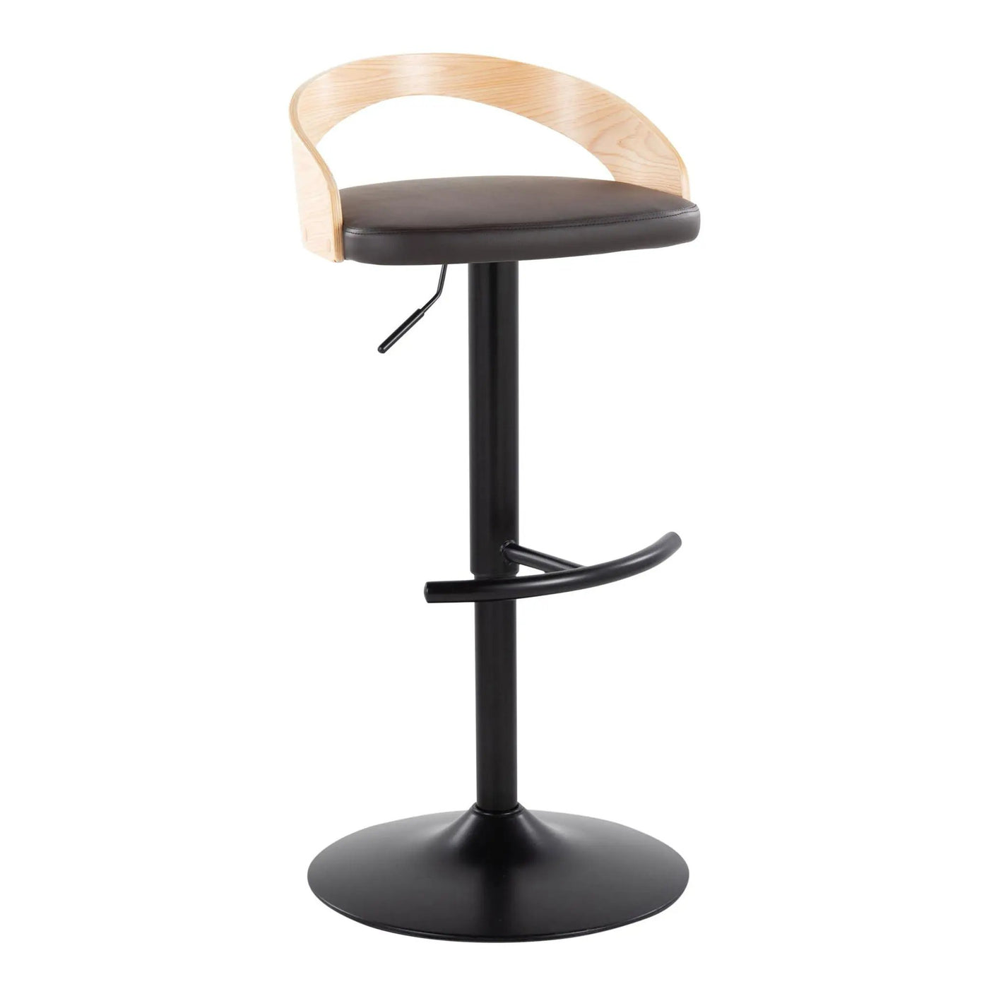 Grotto - Contemporary Adjustable Barstool With Swivel & Rounded T Footrest (Set of 2) by HouseOfZazla