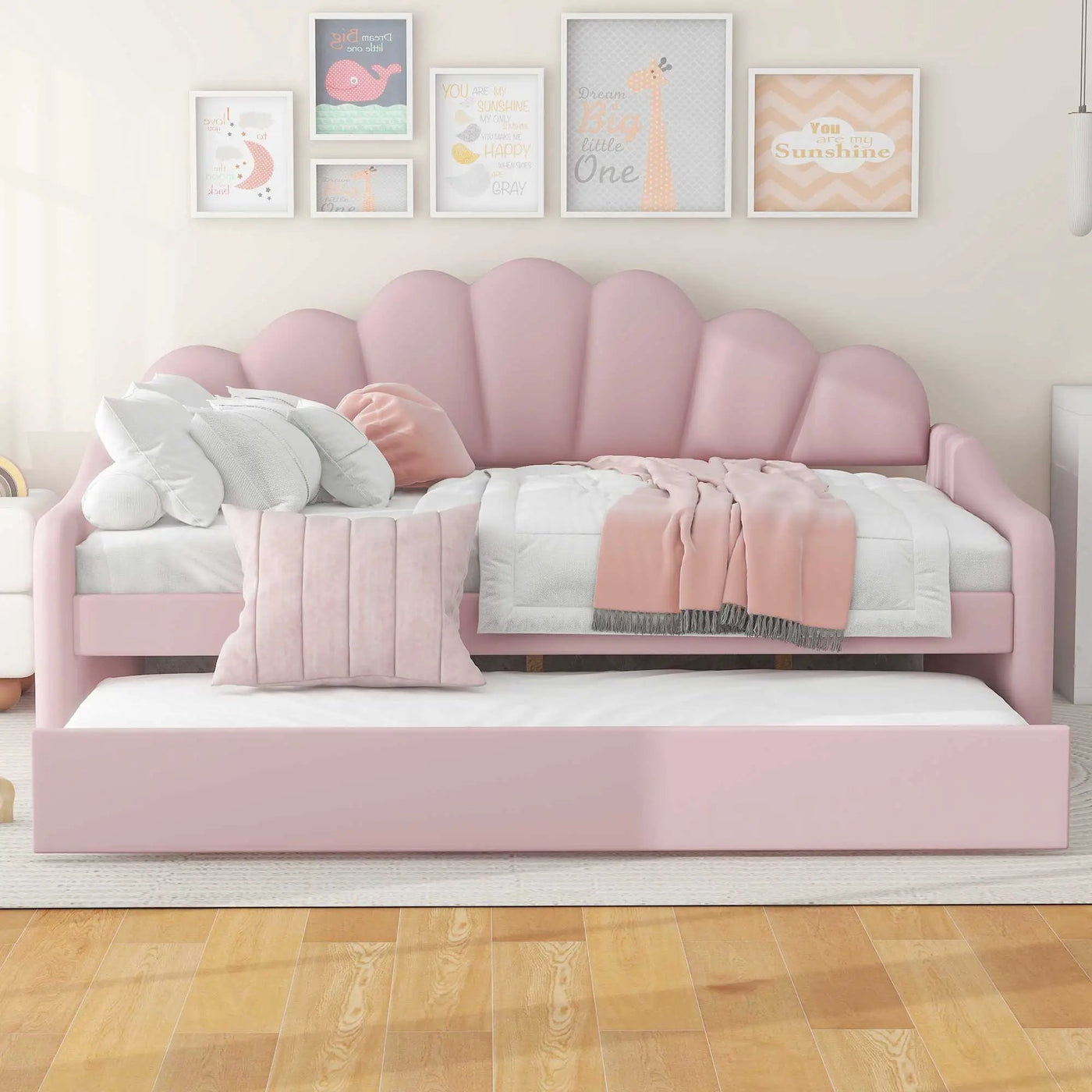 Upholstery Daybed Frame With Shell Shaped Backrest by Unique Piece Furniture