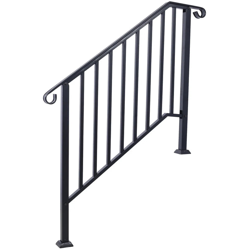Handrails For Outdoor Steps, Fit 2 Or 3 Steps Outdoor Stair Railing, Wrought Iron Handrail, Flexible Porch Railing, Transitional Handrails For Concrete Steps Or Wooden Stairs by HouseOfZazla