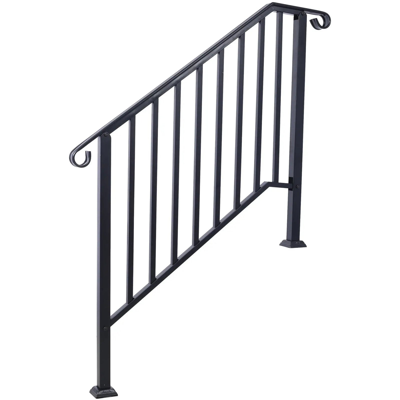 Handrails For Outdoor Steps, Fit 2 Or 3 Steps Outdoor Stair Railing, Wrought Iron Handrail, Flexible Porch Railing, Transitional Handrails For Concrete Steps Or Wooden Stairs by Unique Piece Furniture