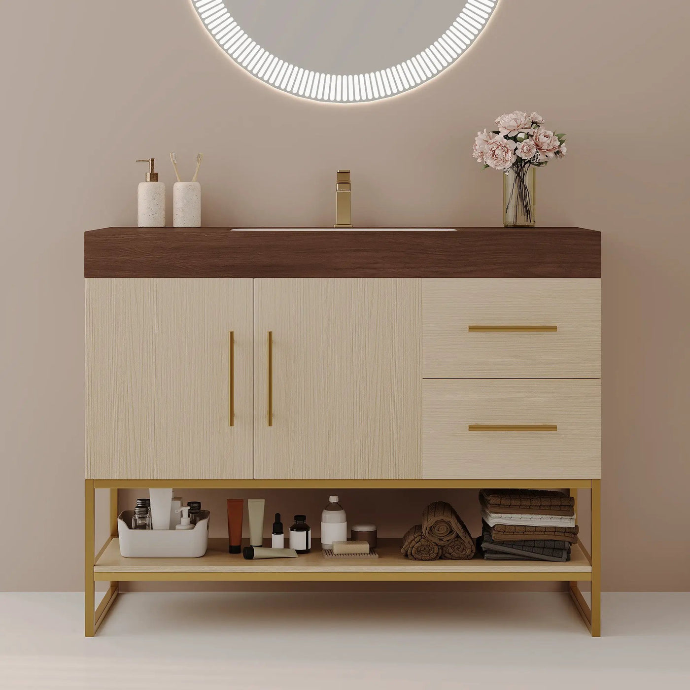 36" Modern Free-Standing Bathroom Vanity with Seamless Ceramic Sink & Sintered Stone Top by HouseOfZazla