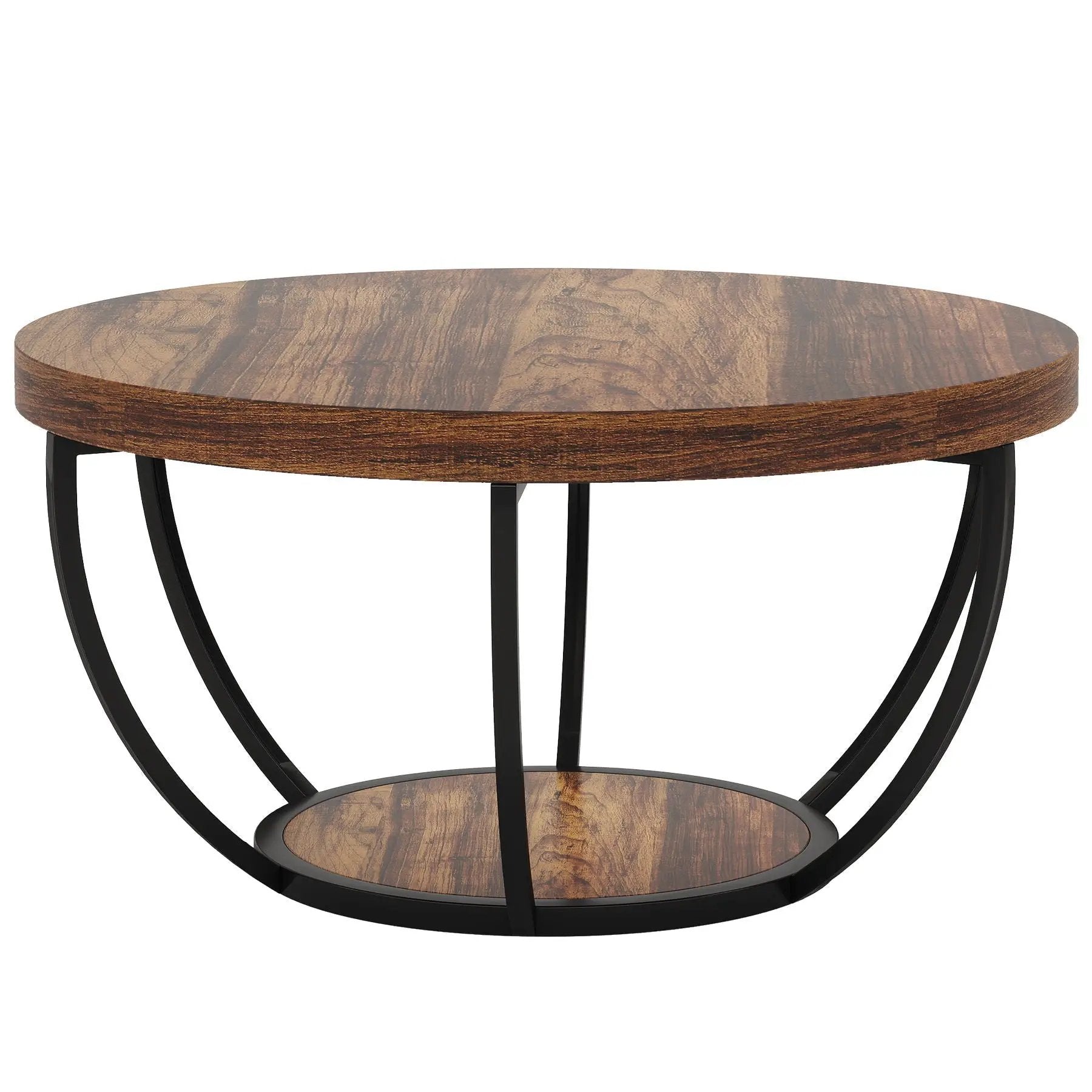 2 Tier Circle Coffee Table With Storage Shelves by HouseOfZazla
