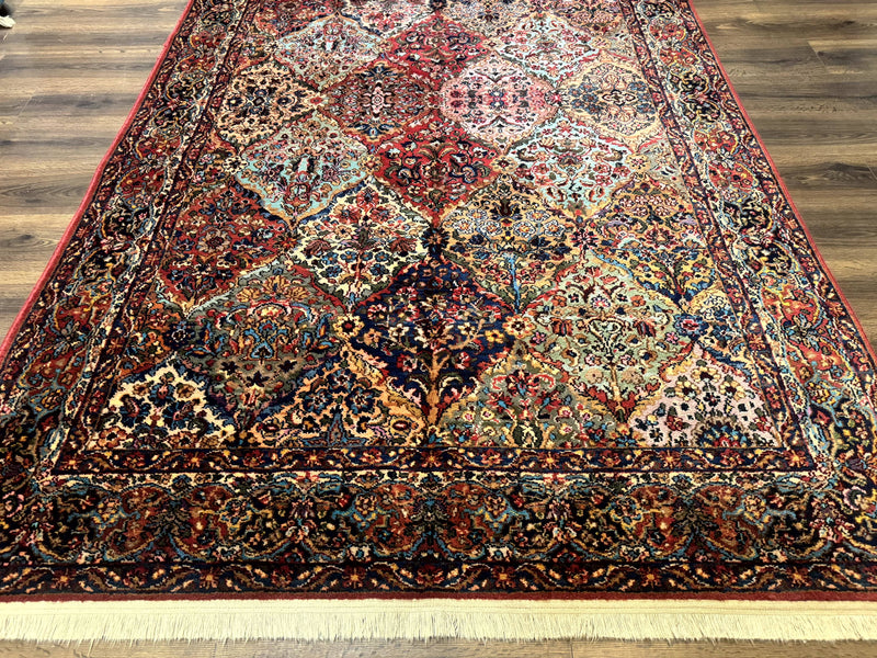 Karastan Rug 5.9 x 9, Multicolor Panel Kirman Rug #717, Wool Original Karastan Collection 700 Series by Jewel Rugs