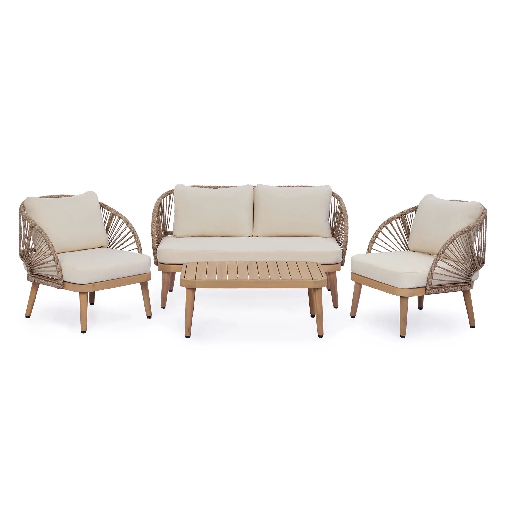 4-Piece Acacia Wood Patio Seating Set by HouseOfZazla