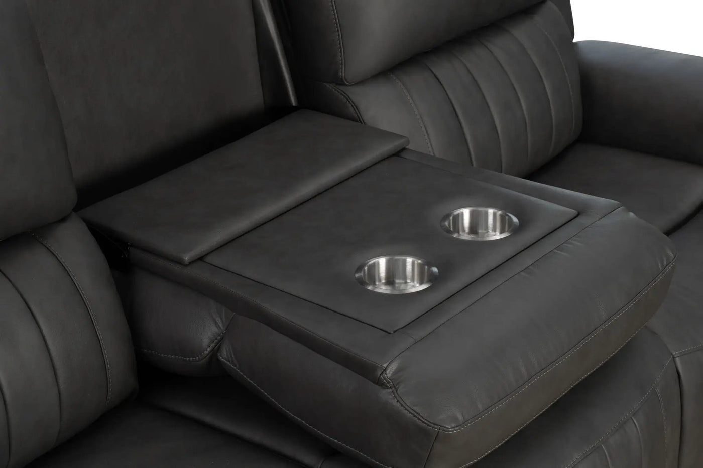 Pierce - Power Sofa With Power Recline, Power Headrest (Drop Down Table With Two Cup Holders)-Zero Gravity, Lumbar by Unique Piece Furniture