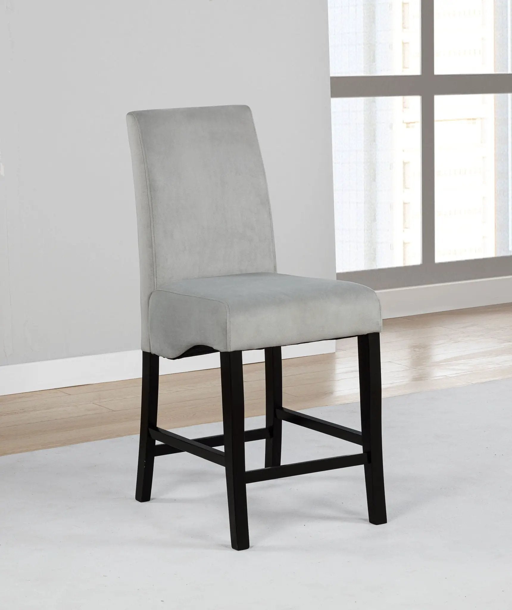Stanton Velvet Upholstered Counter Chair Grey (Set of 2) by Unique Piece Furniture