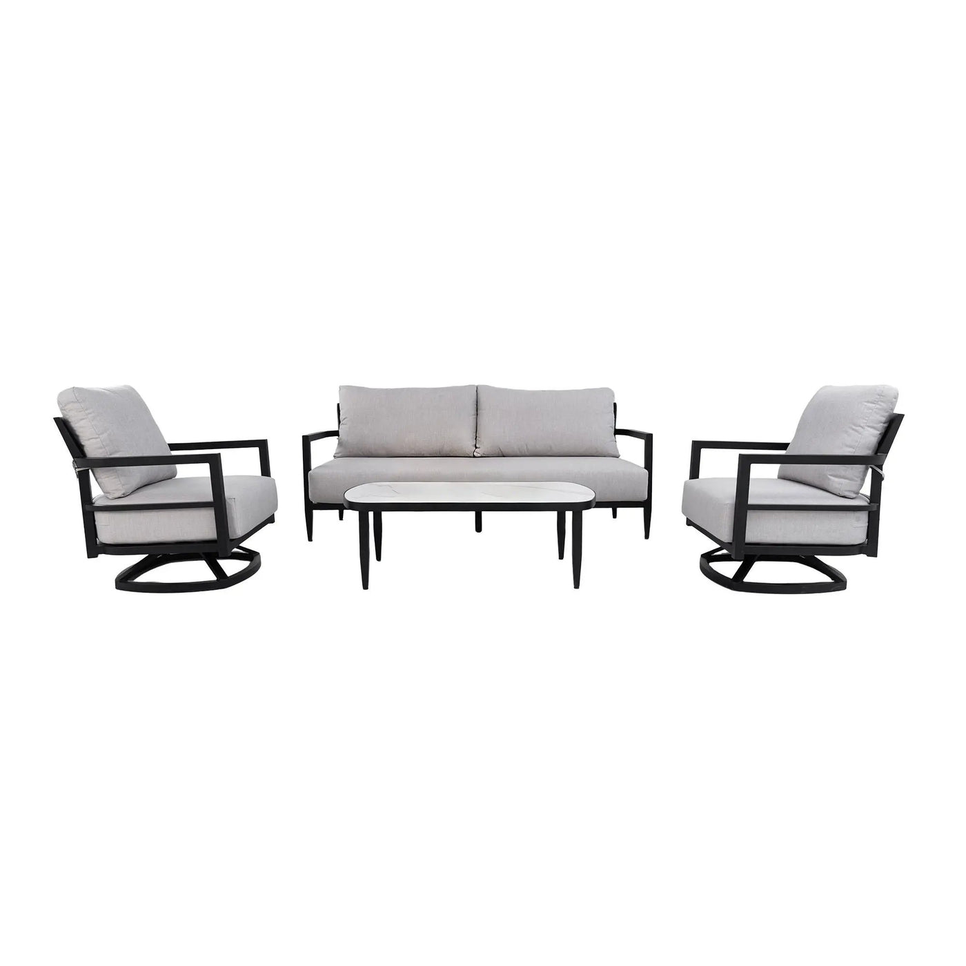 Outdoor Conversation Set With Chairs, Bench Sofa, Tables, Sunbrella Cushions by HouseOfZazla