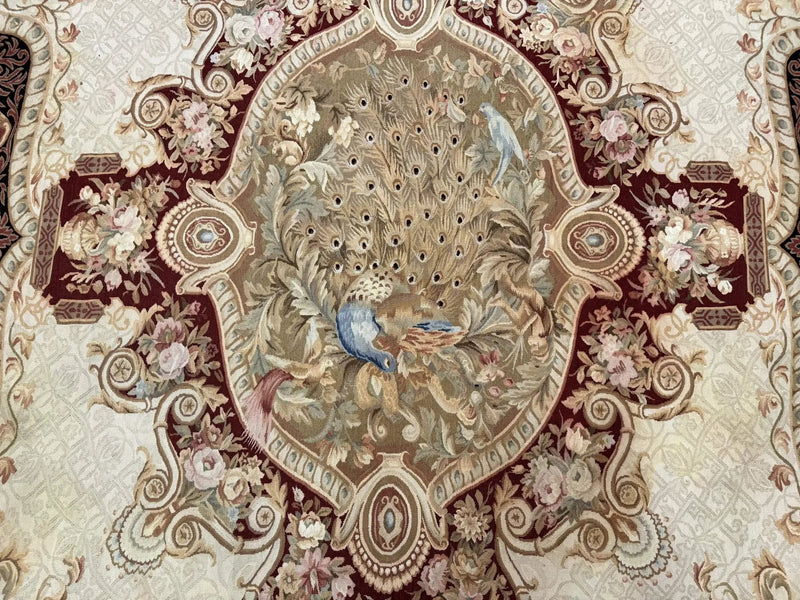 French Aubusson Rug 9x12 - European Design Flatweave Carpet by Jewel Rugs