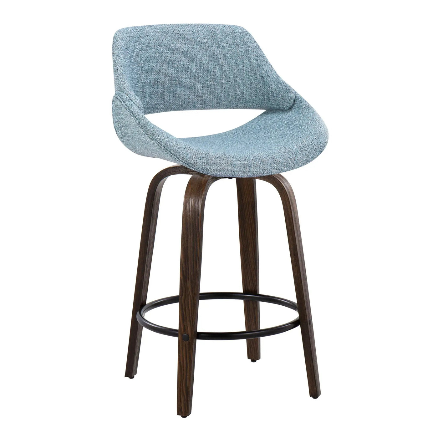 Fabrico - Mid Century Modern Fixed Height Counter Stool & Round Footrest (Set of 2) by HouseOfZazla