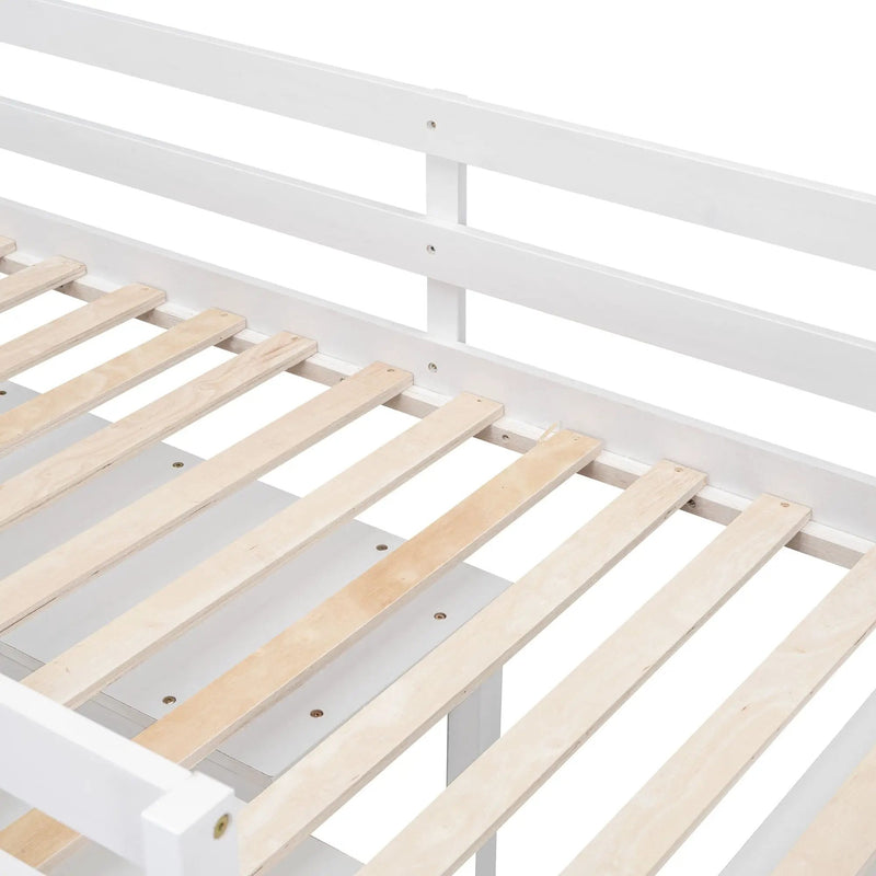 Loft Bed With Retractable Writing Desk And 4 Drawers, With Lateral Portable Desk And Shelves by HouseOfZazla