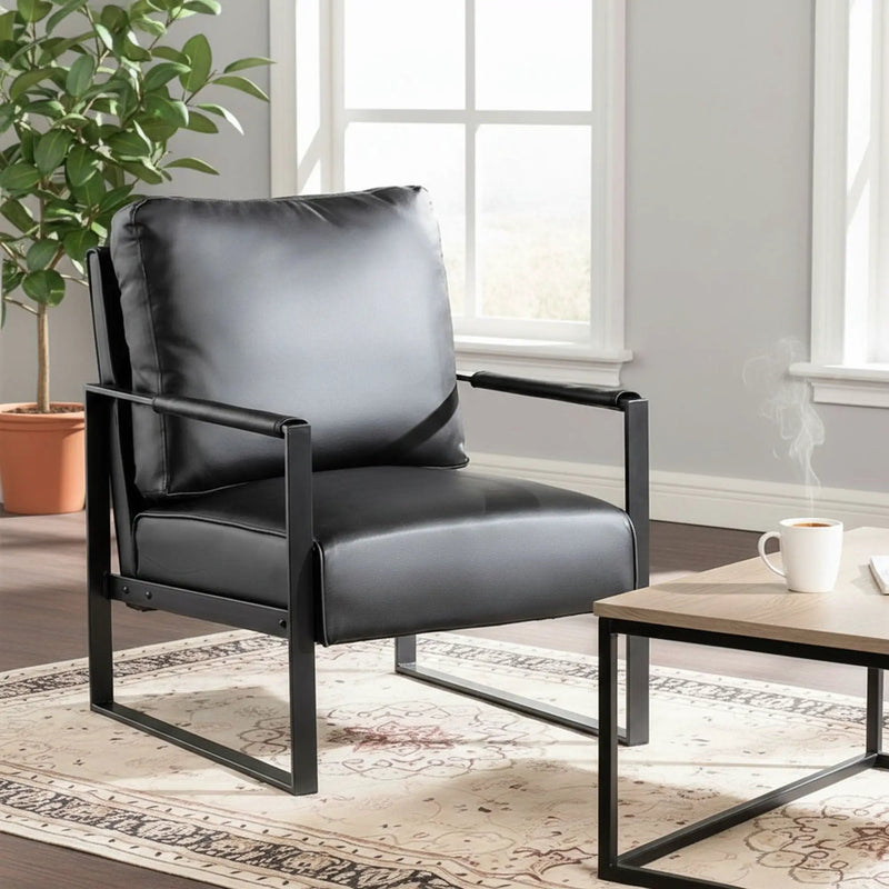 Classic Mid Century Modern Accent Chair With Durable Square Metal Frame, Armchair by Unique Piece Furniture