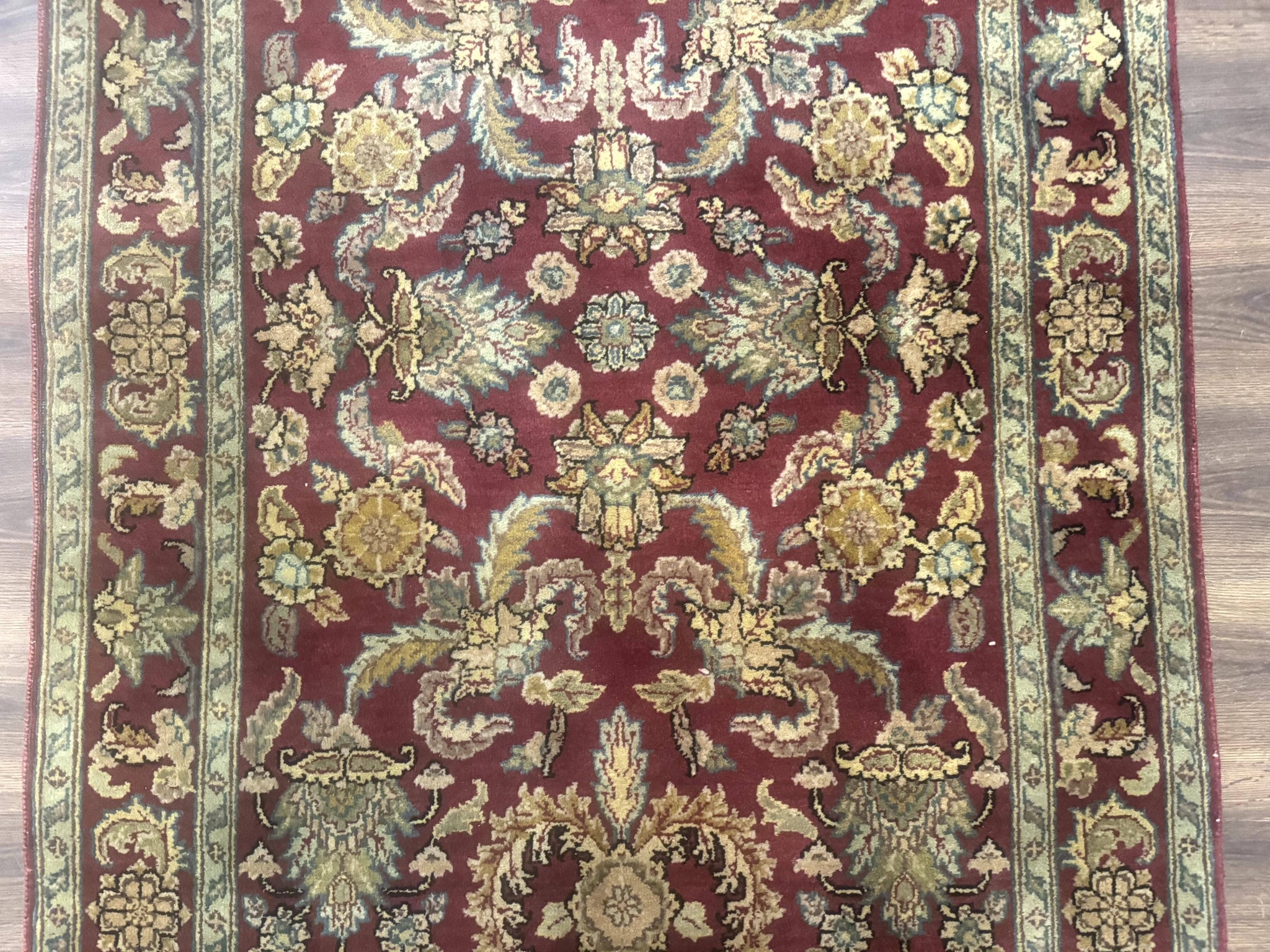 Indo Persian Mahal Rug 4x6, Floral Allover Pattern, Maroon by Jewel Rugs