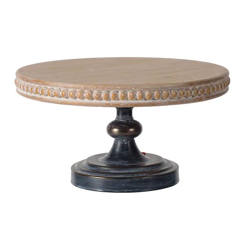 Wooden Display Stand With Beaded Trim - Black Brown by HouseOfZazla