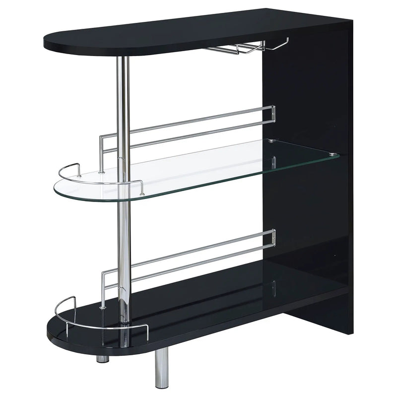 Karinna - 2 Tier Home Bar Table With Shelf - Silver by HouseOfZazla
