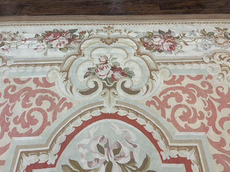 Aubusson Rug 10x14, Wool Handmade Vintage Carpet, Elegant French European Design Rug, Large Room Sized Aubusson Rug, Stark Carpet by Jewel Rugs