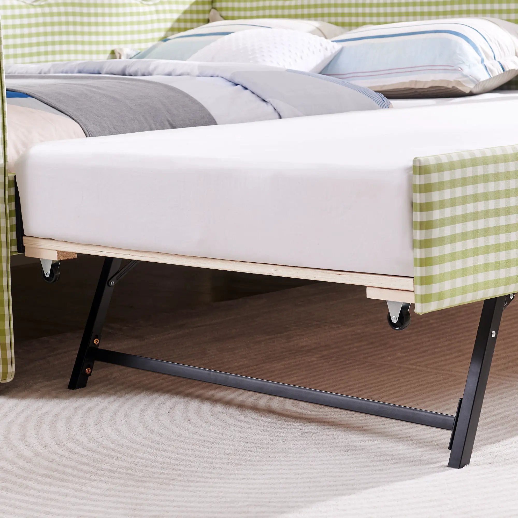 Gingham Daybed With USB Charging Port, Wave-Shaped Design by Unique Piece Furniture