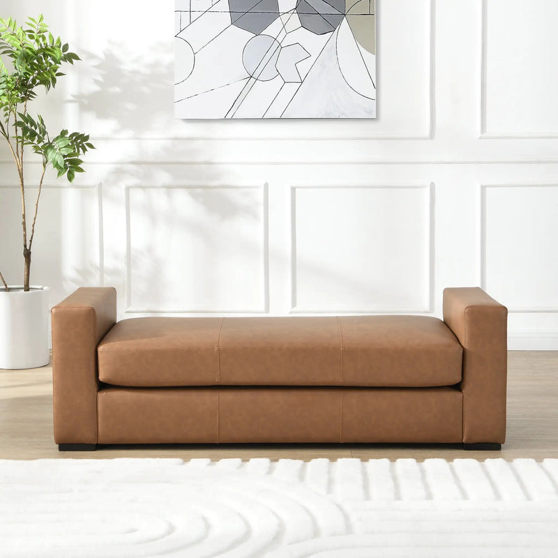 Stylish and Durable Brown Faux Leather Bench by HouseOfZazla