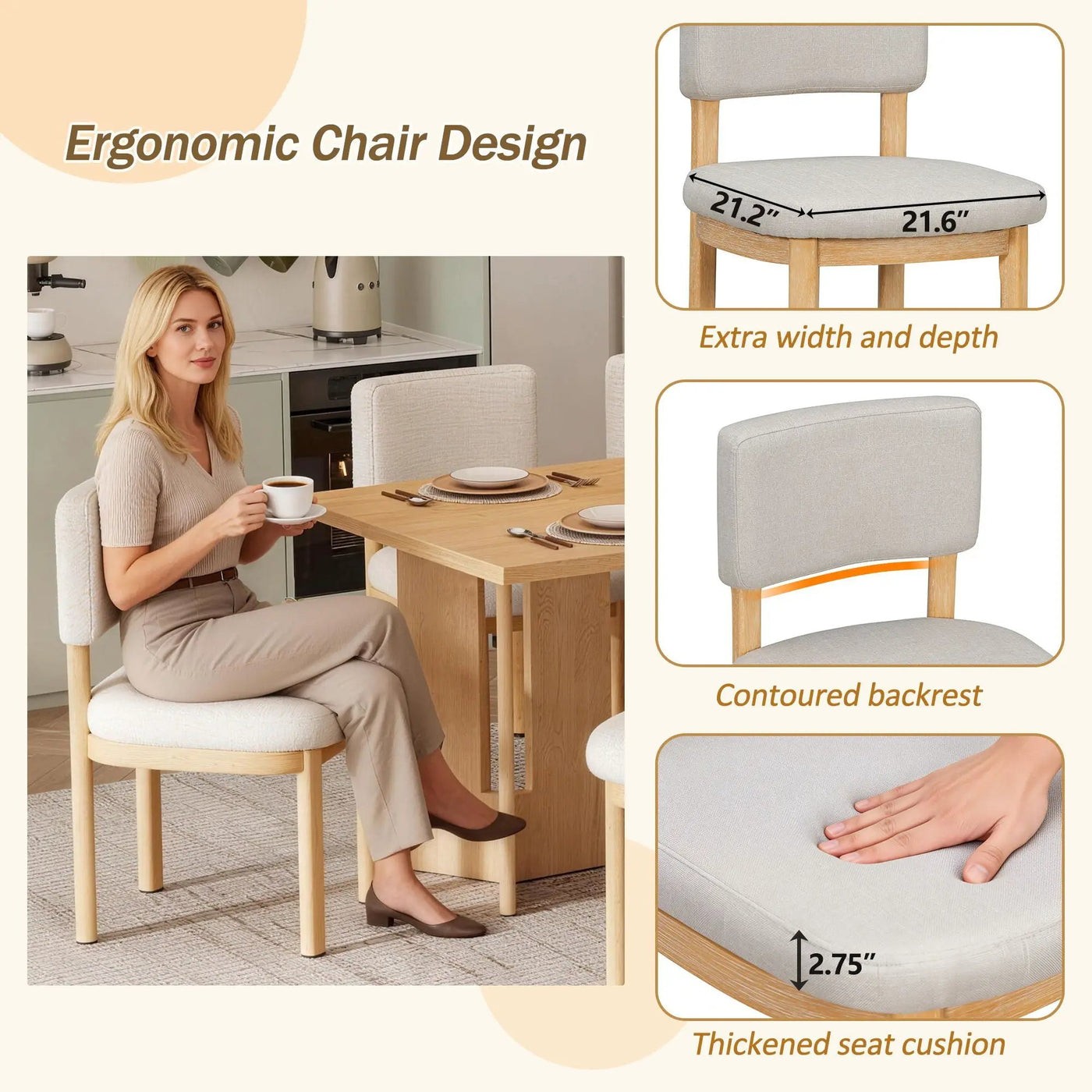 Dining Table Set With 6 Upholstered Chairs, Rectangular Table With Cutout Legs by HouseOfZazla