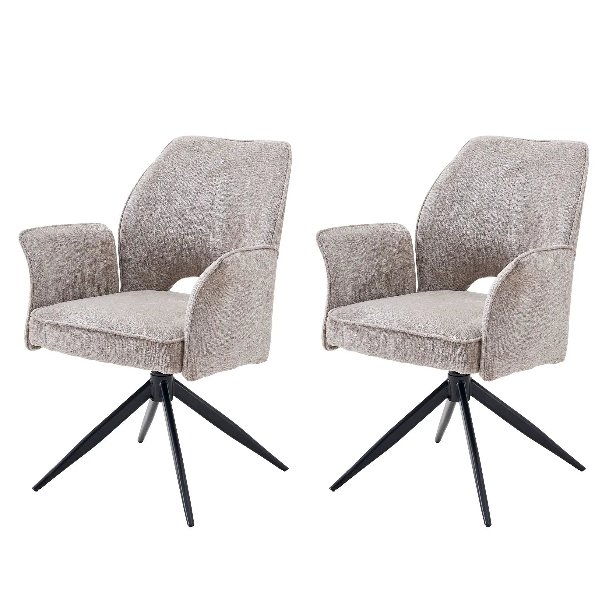 Dining Chair With Soft Cushion And 360° Rotation, Comfortable Armrest For Kitchen (Set of 2) - Gray by HouseOfZazla