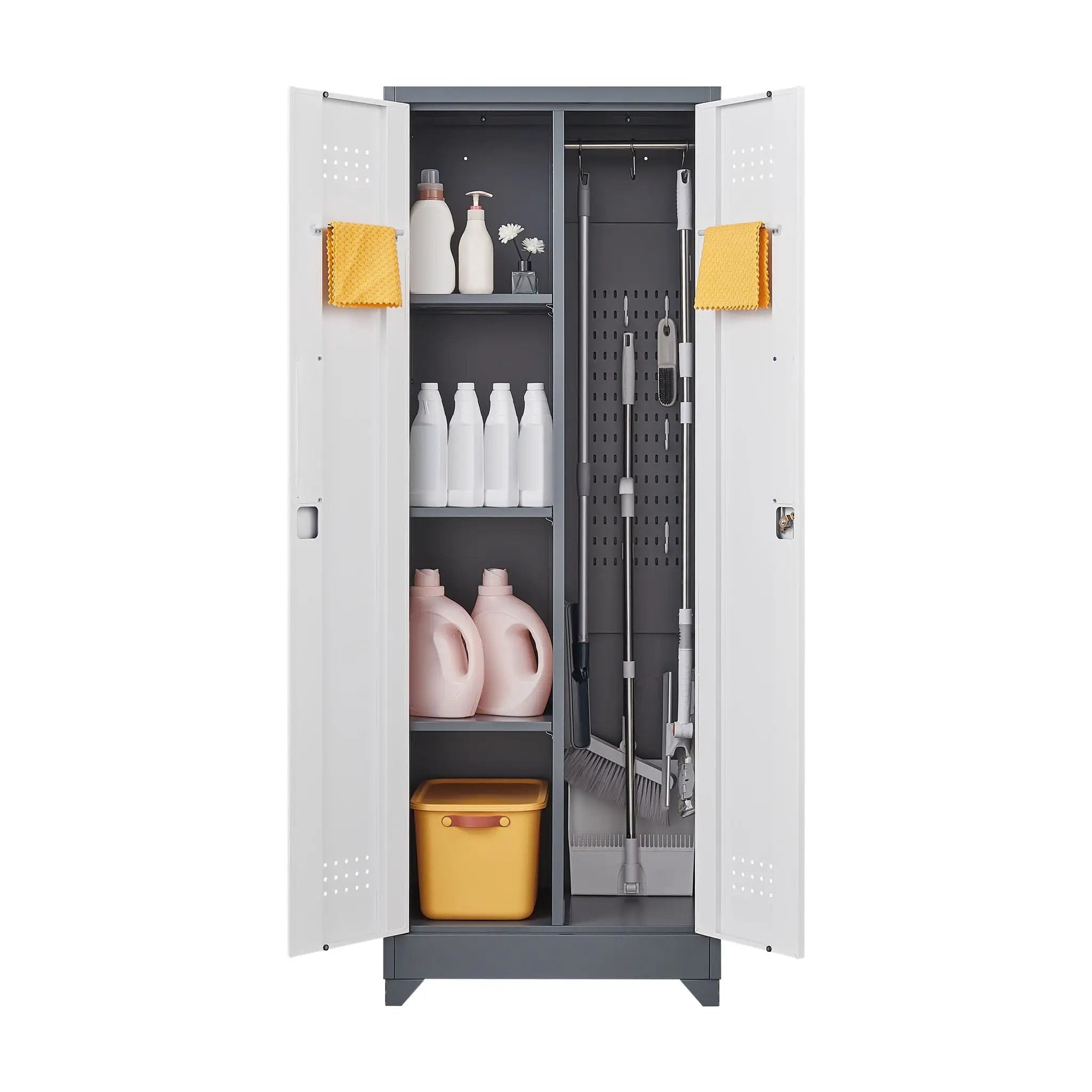 Lockers With Locking Doors, Adjustable Shelves, High Broom Tool Storage Cabinet by HouseOfZazla