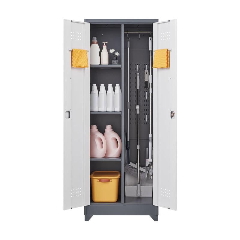 Lockers With Locking Doors, Adjustable Shelves, High Broom Tool Storage Cabinet by HouseOfZazla