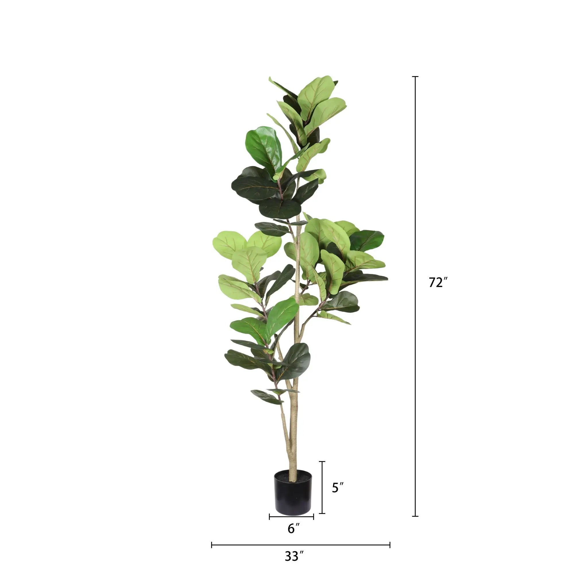 6Ft Real Touch Fake Fiddle Leaf Fig Tree In Pot, Indoor Decor For Home - Green Leaves by Unique Piece Furniture