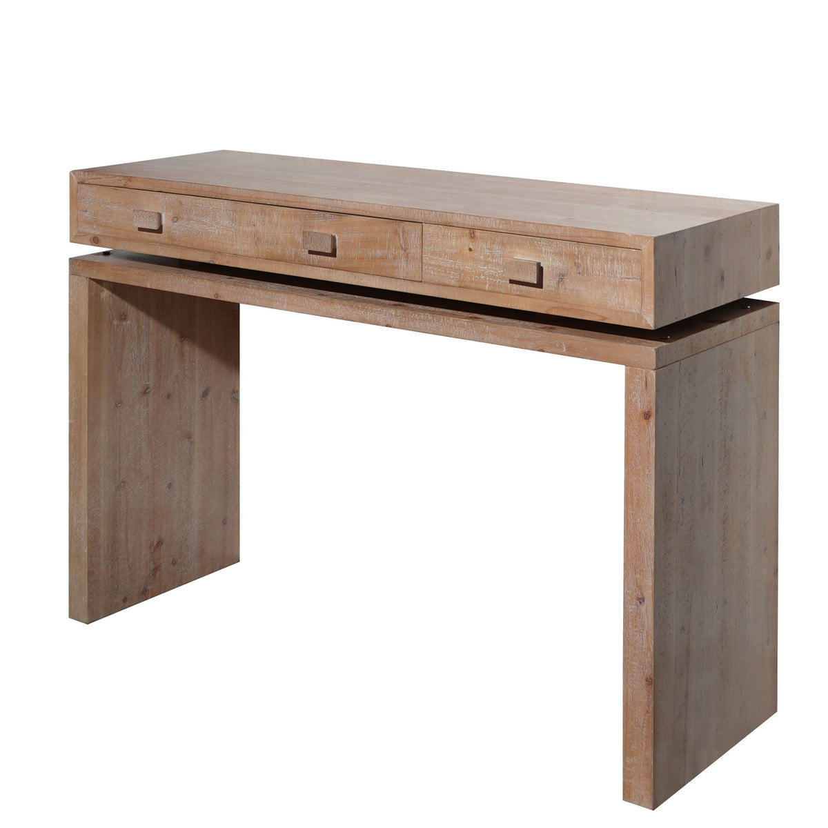 Rustic Wood Console Table with Three Drawers - Natural Finish, photo 14 of 15