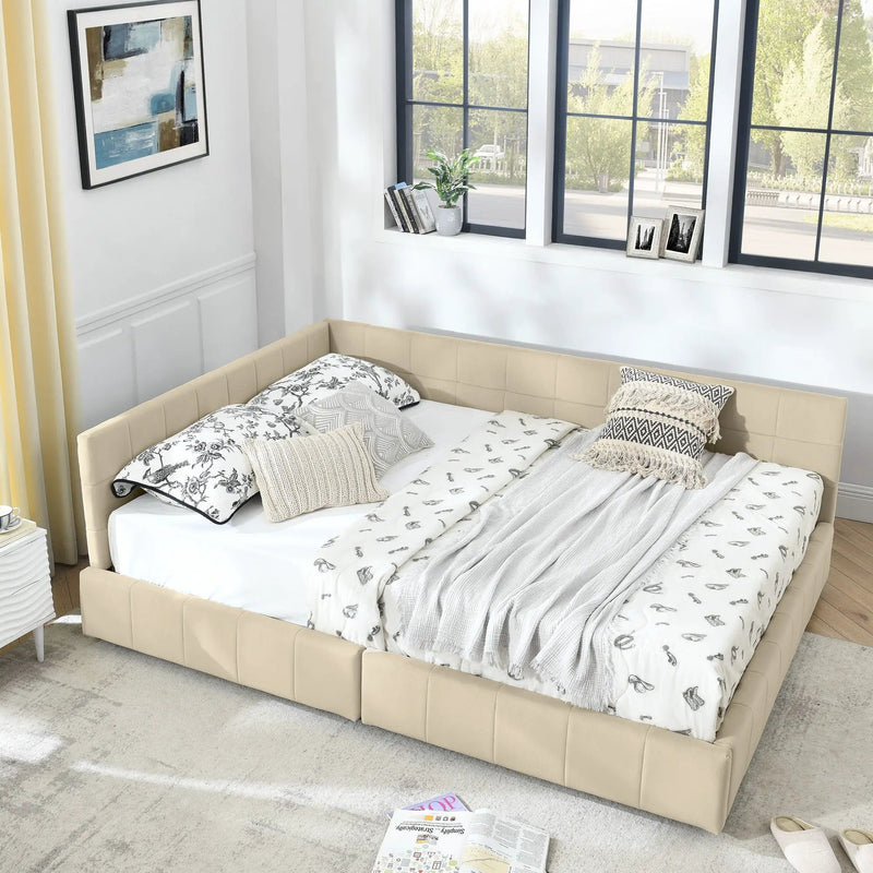 Mid-Century Storage Upholstered Tufted Bed Frame With Backrest And Armrests by Unique Piece Furniture