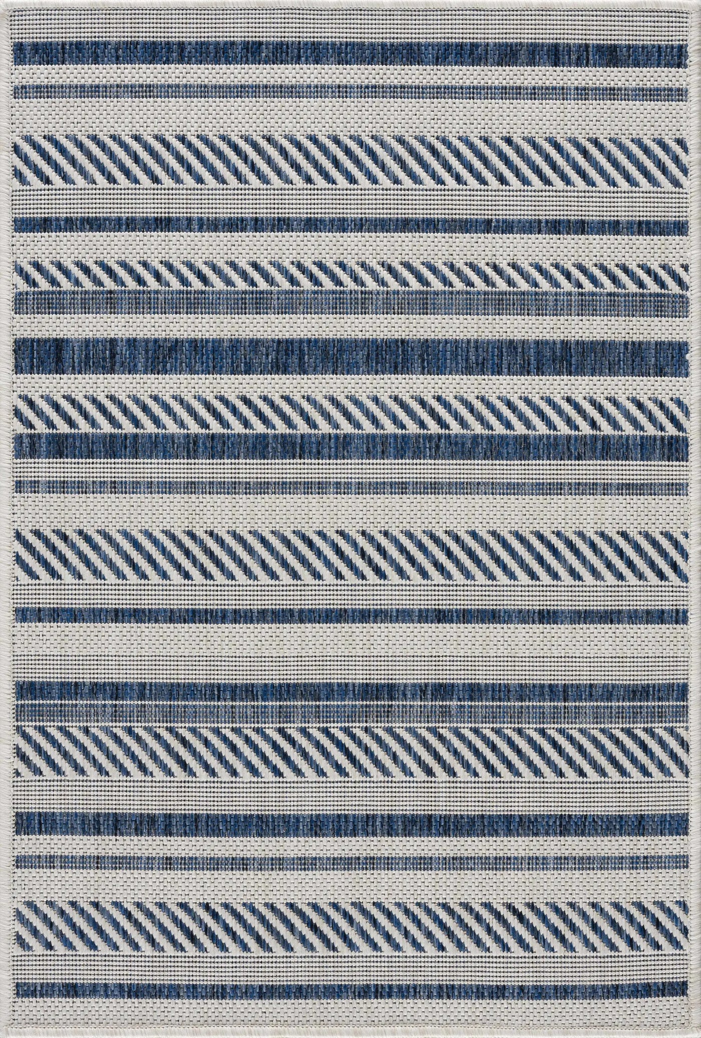 Olin White&Blue Striped Nordic Outdoor Rug by Boutique Rugs