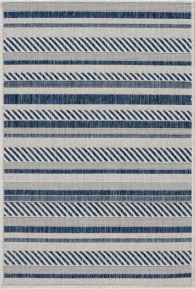 Olin White&Blue Striped Nordic Outdoor Rug by Boutique Rugs