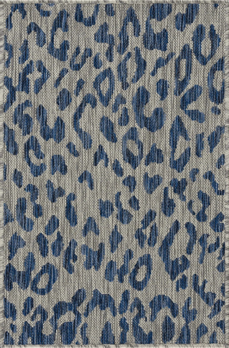 Skipsea Blue Leopard Performance Outdoor Rug by Boutique Rugs