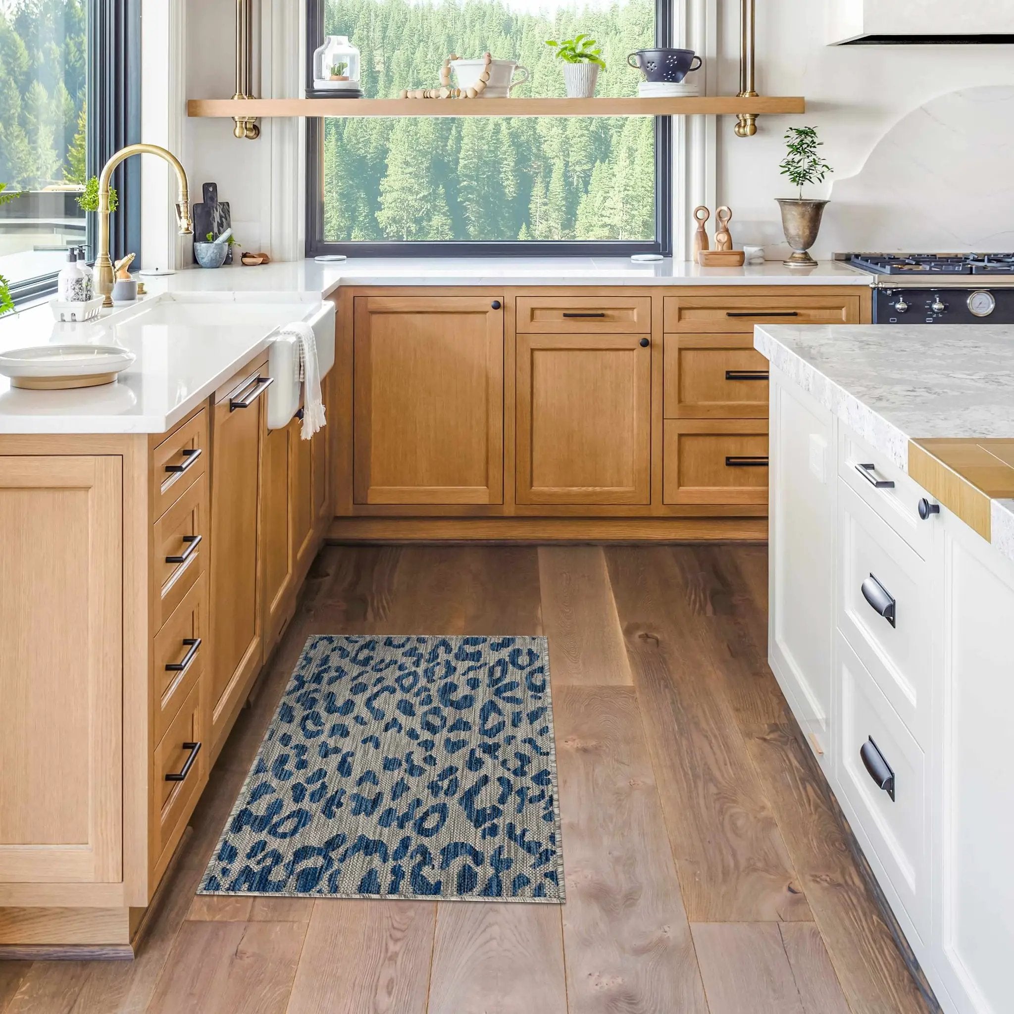 Skipsea Blue Leopard Performance Outdoor Rug by Boutique Rugs