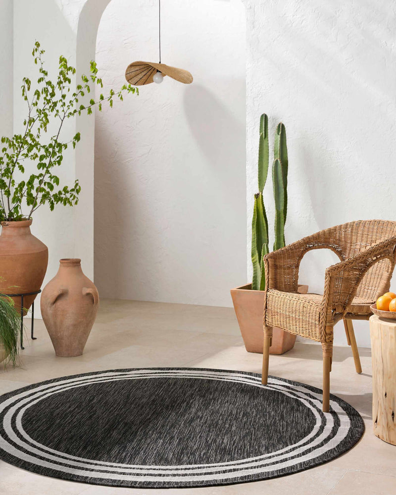 Coonamble Bordered Anthracite Outdoor Rug by Boutique Rugs