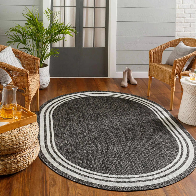 Coonamble Bordered Anthracite Outdoor Rug by Boutique Rugs