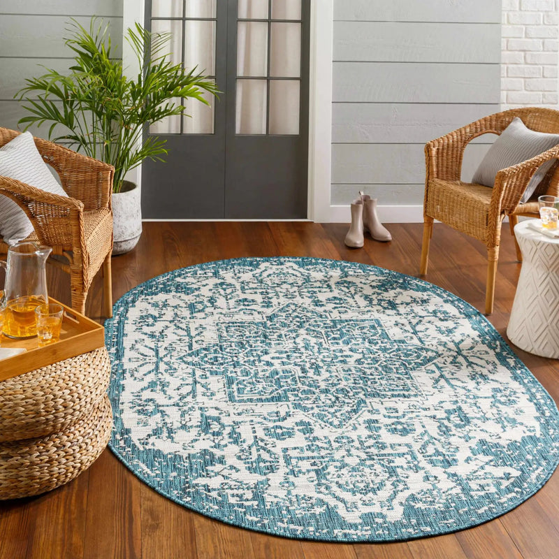 Teal Kilmacolm Indoor & Outdoor Area Rug - Clearance by Boutique Rugs