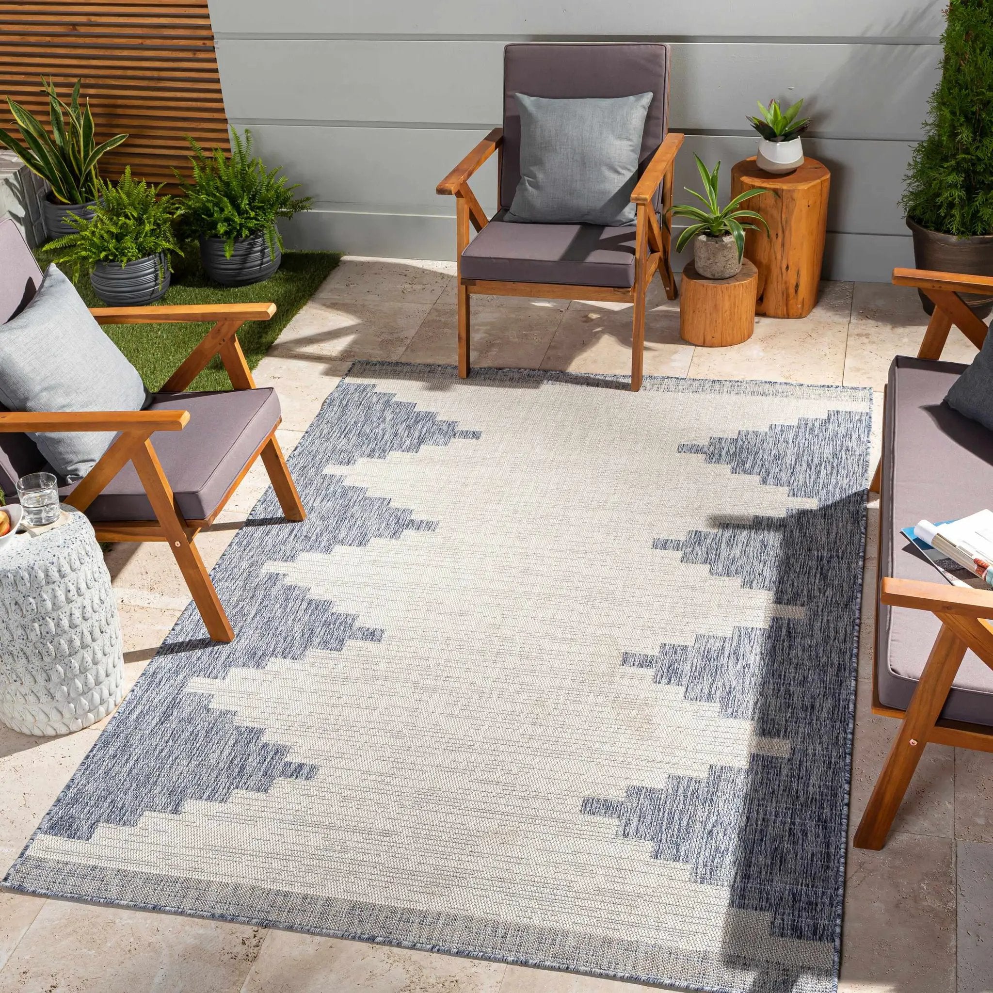 Djugun Blue Outdoor Rug - Clearance by Boutique Rugs