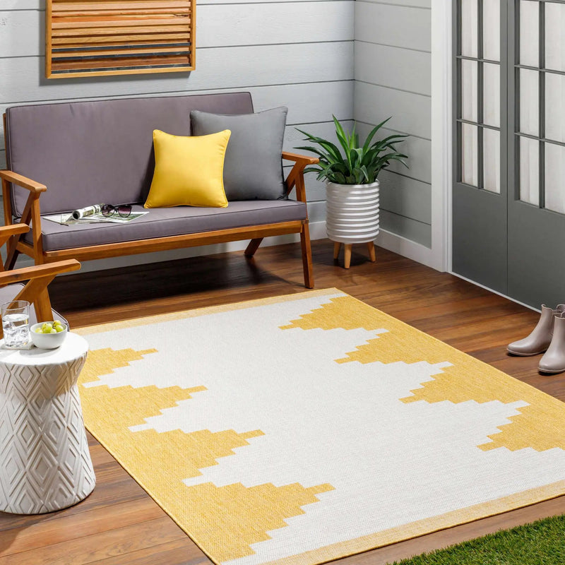 Djugun Yellow Outdoor Rug - Clearance by Boutique Rugs
