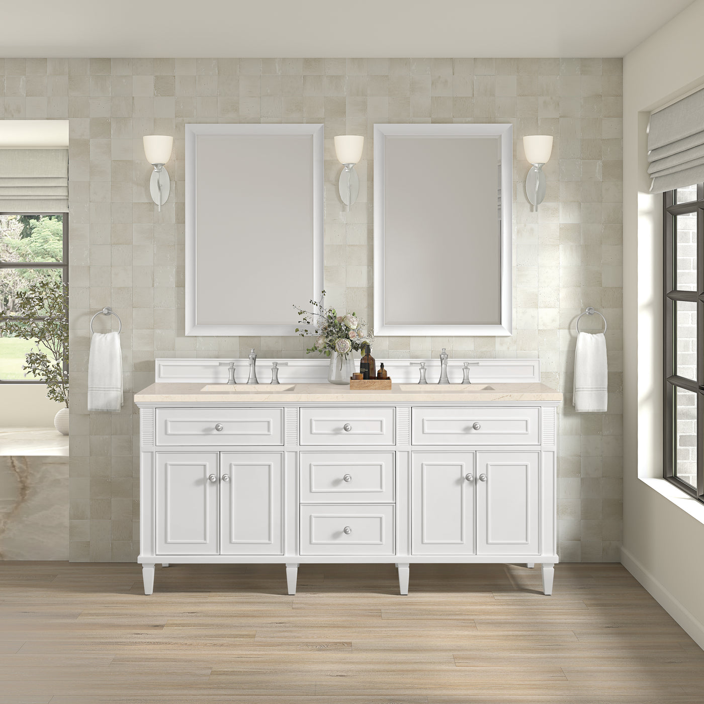 James Martin Lorelai 72" Double Bathroom Vanity, Bright White by James Martin