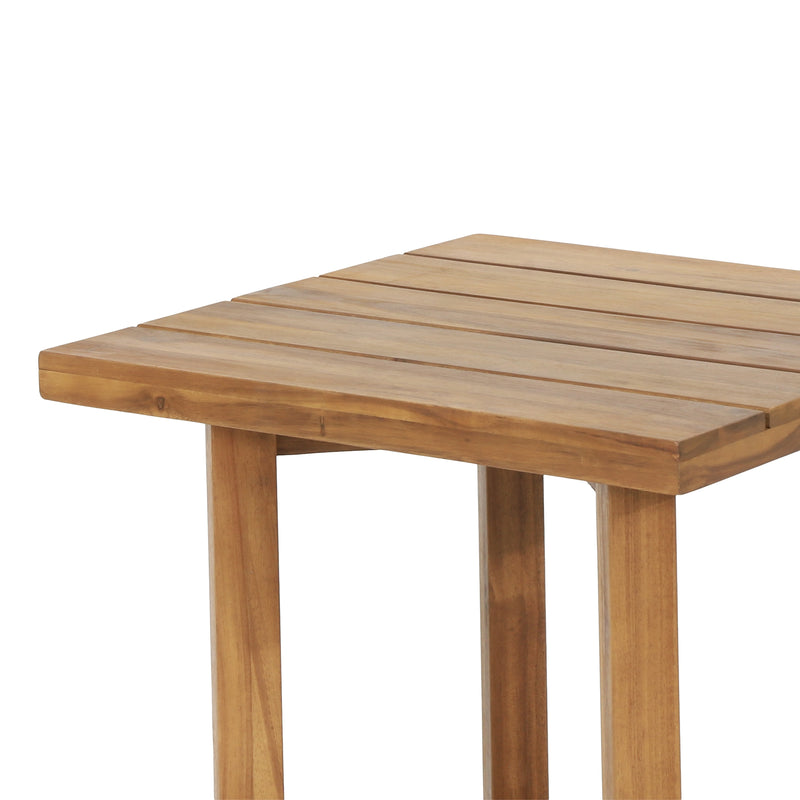 Ella Square Side Table with Slat Top - Natural Acacia, photo 10 of 10