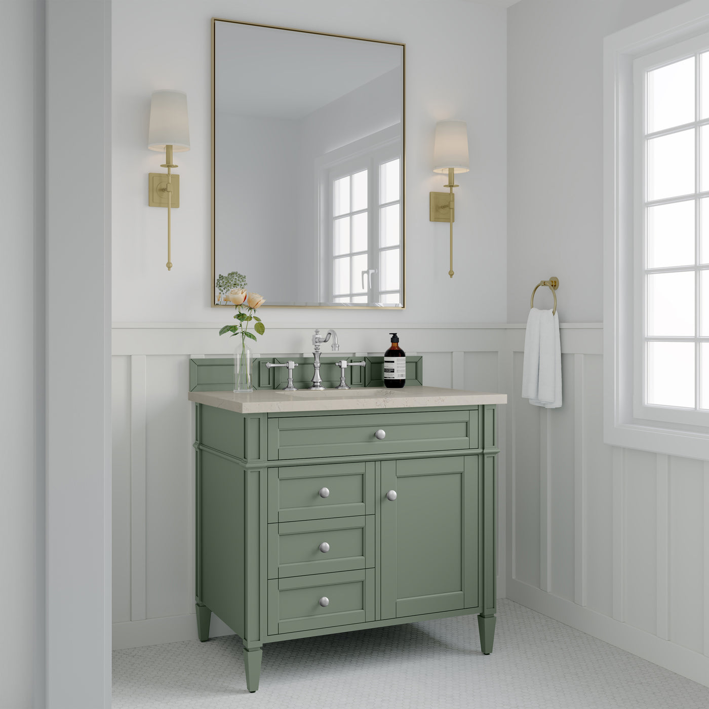 James Martin Brittany 36" Single Bathroom Vanity, Smokey Celadon by James Martin